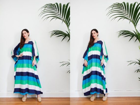 Vintage Cotton Stripe Kaftan Caftan Batik Hippie A