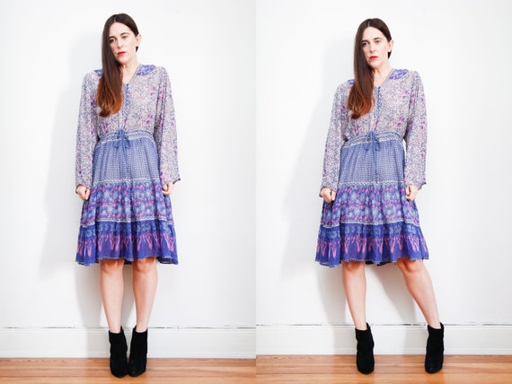 Vintage Indian Cotton Gauze Dress Boho Dress Hippi
