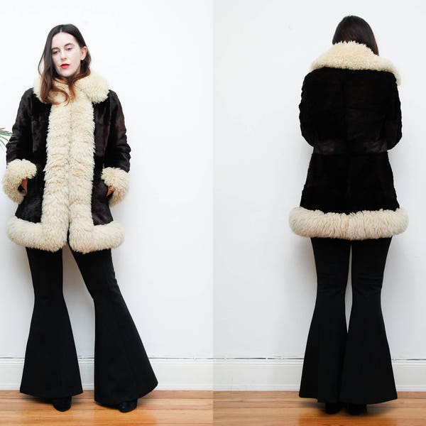 Vintage Afghan Sheepskin Shearling Fur Aviator Penny Lane Coat Grunge Revival Coat