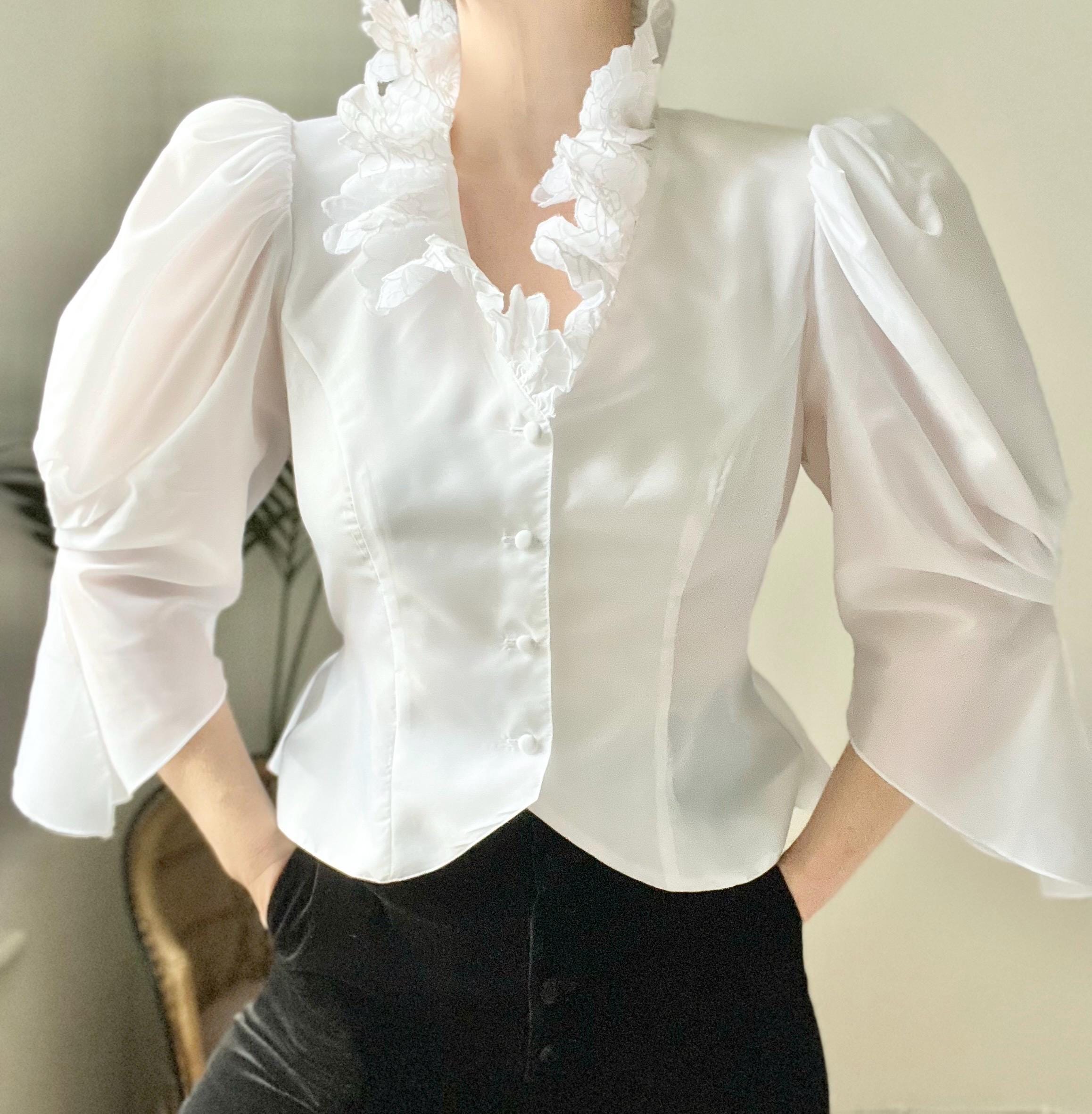 VANGARSUN Women Victorian Gothic Ruffled Lotus High Neck