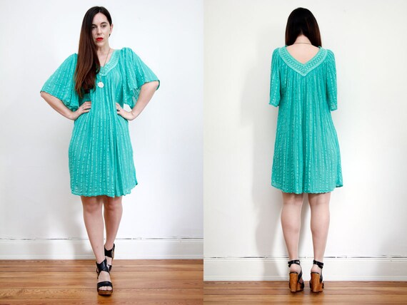 Vintage Indian Cotton Grecian Cotton Gauze Dress B