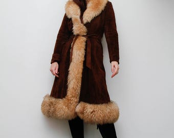 70’s Suede Penny Lane Sheepskin Coat, Vintage Princess Real Shearling, Afghan,  1970's RARE