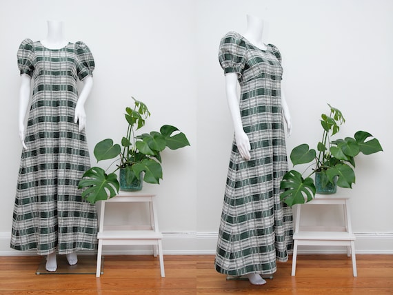 Vintage Cotton Prairie Floral Peasent Maxi Dress