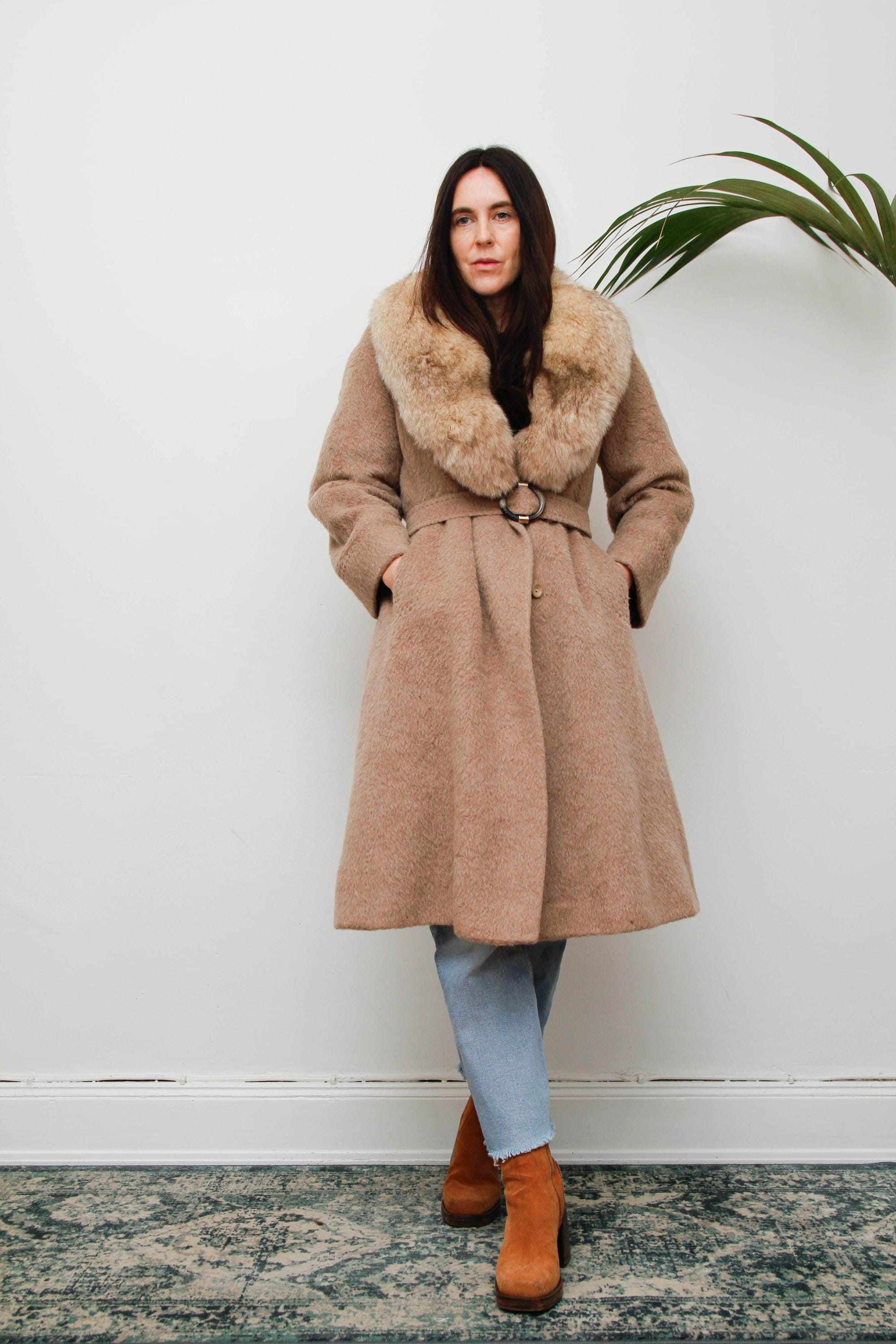 Black lama fur coat - Etsy 日本