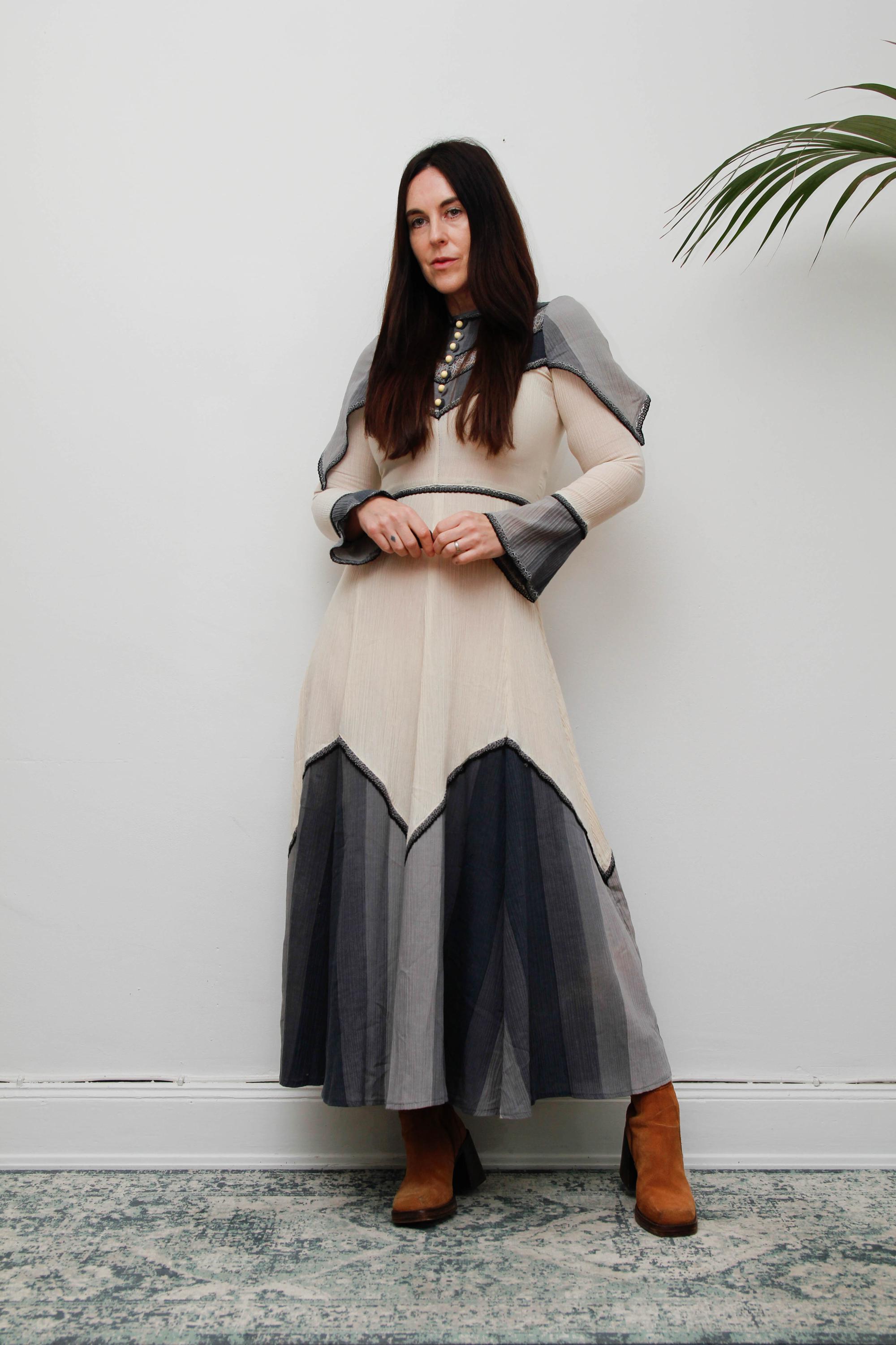 chinese dress ladies Insanely Beautiful One of a Kind 70s Cheesecloth Maxi Dress – The Pansy  Garden main image 1