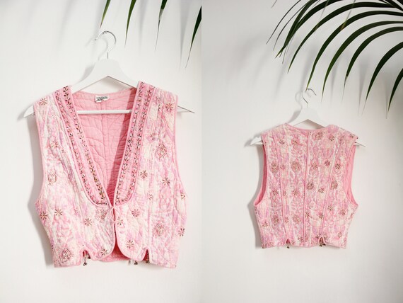 Vintage Indian Cotton Gauze Waist Coat Vest 70’s R
