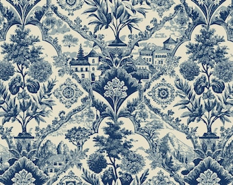Toile de Jouy Wallpaper, Vintage Pastoral Scene, Antique Landscape Mural (Peel and Stick/Traditional)
