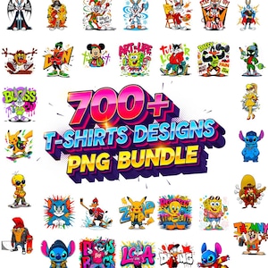 Cartoon Character PNG Bundle: Kawaii Clipart, Stickers (Instant Download