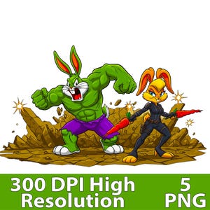 Retro Cartoon Character PNG Bundle: 5 Funny Designs (Digital Download