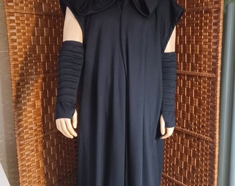 Star Wars Inspired  Sleeveless Black Floor Length Robe Size L-XL Handmade Costume Robe with matching Arm Wraps