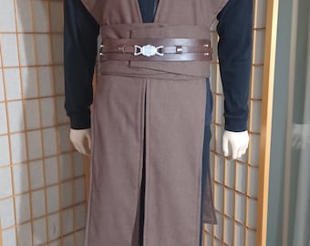 Star Wars Inspired Vested Brown Tabards and Obi Set Extra Long Handmade