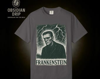 Frankenstein Graphic Tee - Dark Minimalist Horror Shirt