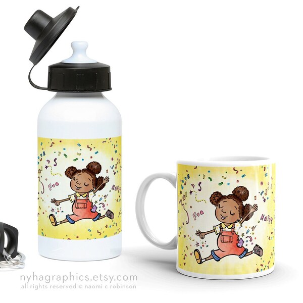 Kindness 11oz Mug, 400ml Water Bottle, Afro Puffs, Coffee Cup, African American Girl, Black Princess, Black Owned UK, Chritsmas Gifts, Kids