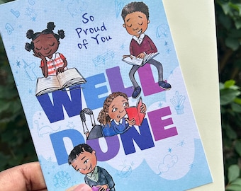 Goed gedaan-kaart voor kinderen | Multiculturele kinderkaart | Trots op je-kaart | Einde schooljaar | Gefeliciteerd kaart | Examenresultaten