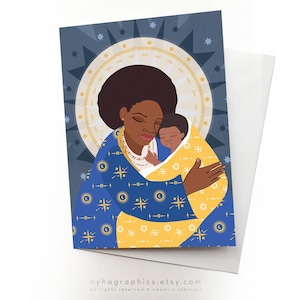 Mother and Child, Black Art Card, African American Christmas Day Card, Religous Card, Black Mother and Child, Black Card, Black Madonna, Mum