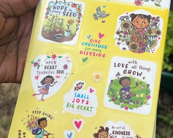 Inspiratiestickervel voor kinderen – zwarte kinderkunst, affirmaties, bemoedigende cadeaus voor meisjes en jongens, cadeau-idee voor kinderen, zelfvertrouwen-boost