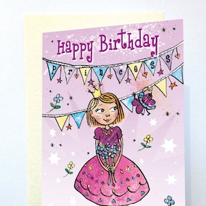 Princess Birthday, Birthday Girl, Birthday Cards, Little Princess Party Card, Greeting Card, Birthday Cards for Kids, Happy Birthday, Pink