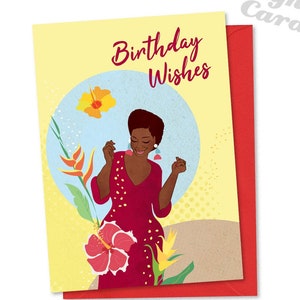 Beleza Afro - Cartão de Feliz Aniversário, Linda Afro-Americana, Mulher Negra, Cartão Afrocentrista, Cartões de Felicitações Negros, Caribenha, Amiga Negra