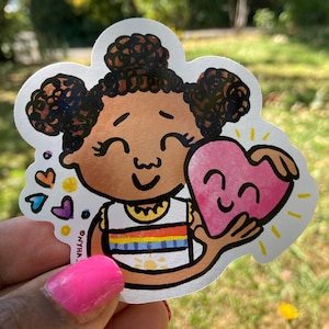 Cute Afro Character Vinyl Sticker | Laptop Decals | Waterproof Sticker | Waterbottle Sticker | Heart Sticker, Phone Sticker, Laptop Sticker