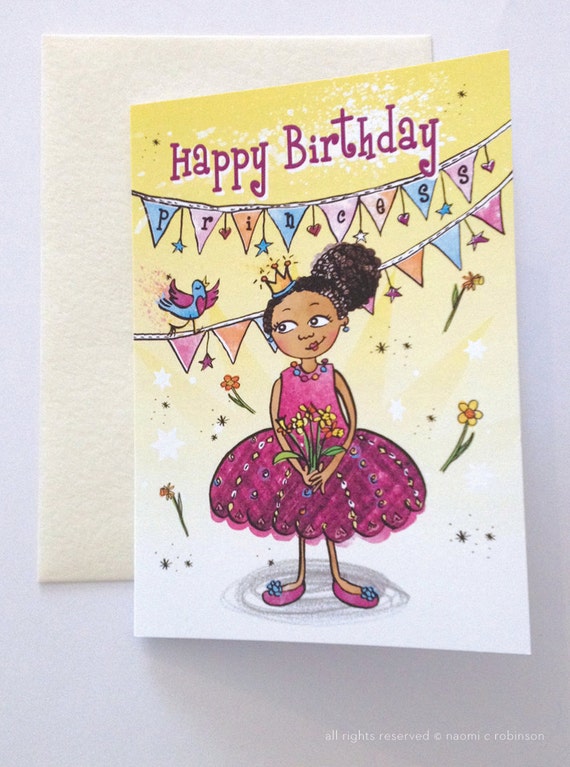 Black Princess Birthday Card, Multicultural Greeting Cards, Princess Card,  Black girl, mixed race, birthday girl, Happy Birthday, Black kids