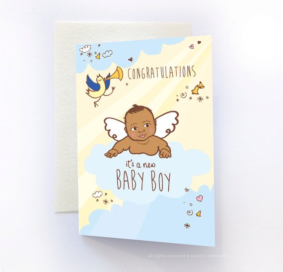 Carte De Felicitations De Bebe Noir Bebe Afro Americain Etsy Canada