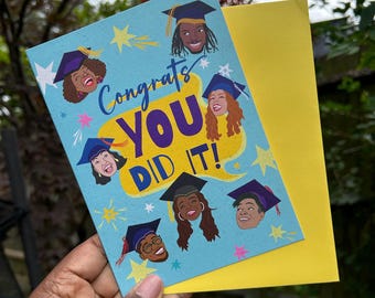 Diverse afstudeerkaart | Gefeliciteerd afgestudeerde kaart | Multiculturele afstudeerkaart | Gefeliciteerd! You Did It | Universitaire afstudeerkaart