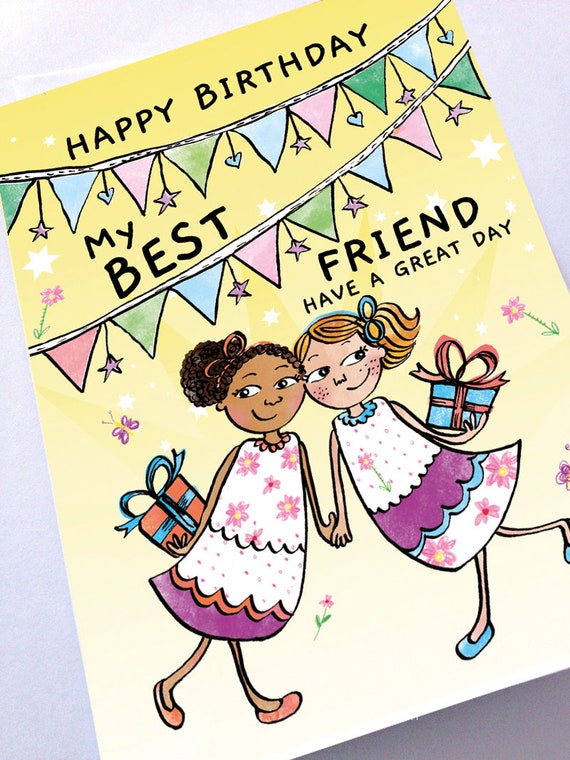 Happy Birthday BFF Greeting Card Birthday Cards Greeting Cards 