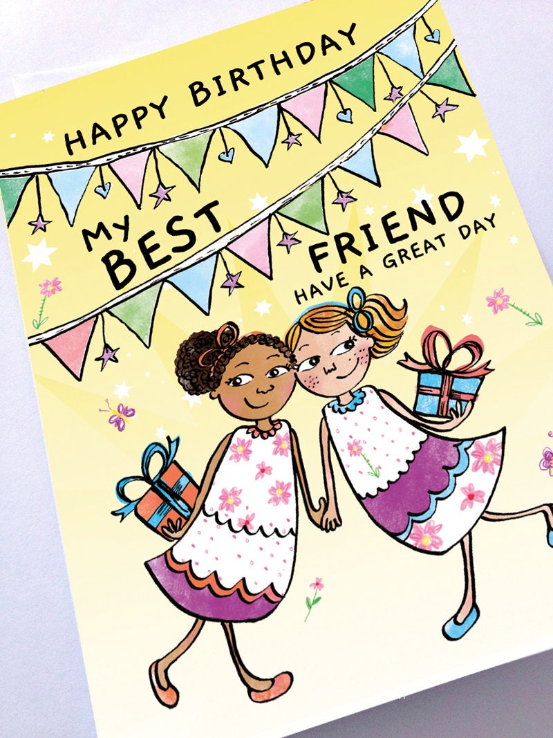 Buy Happy Birthday Best Friend BFF Greeting Card Black Greeting ...