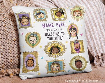 Op maat gemaakt kindernaamkussen | Gepersonaliseerde prinses- of prinskussen | Kinderkamerdecoratie | Babykussenhoes | Kindercadeau | Cadeau babykamer