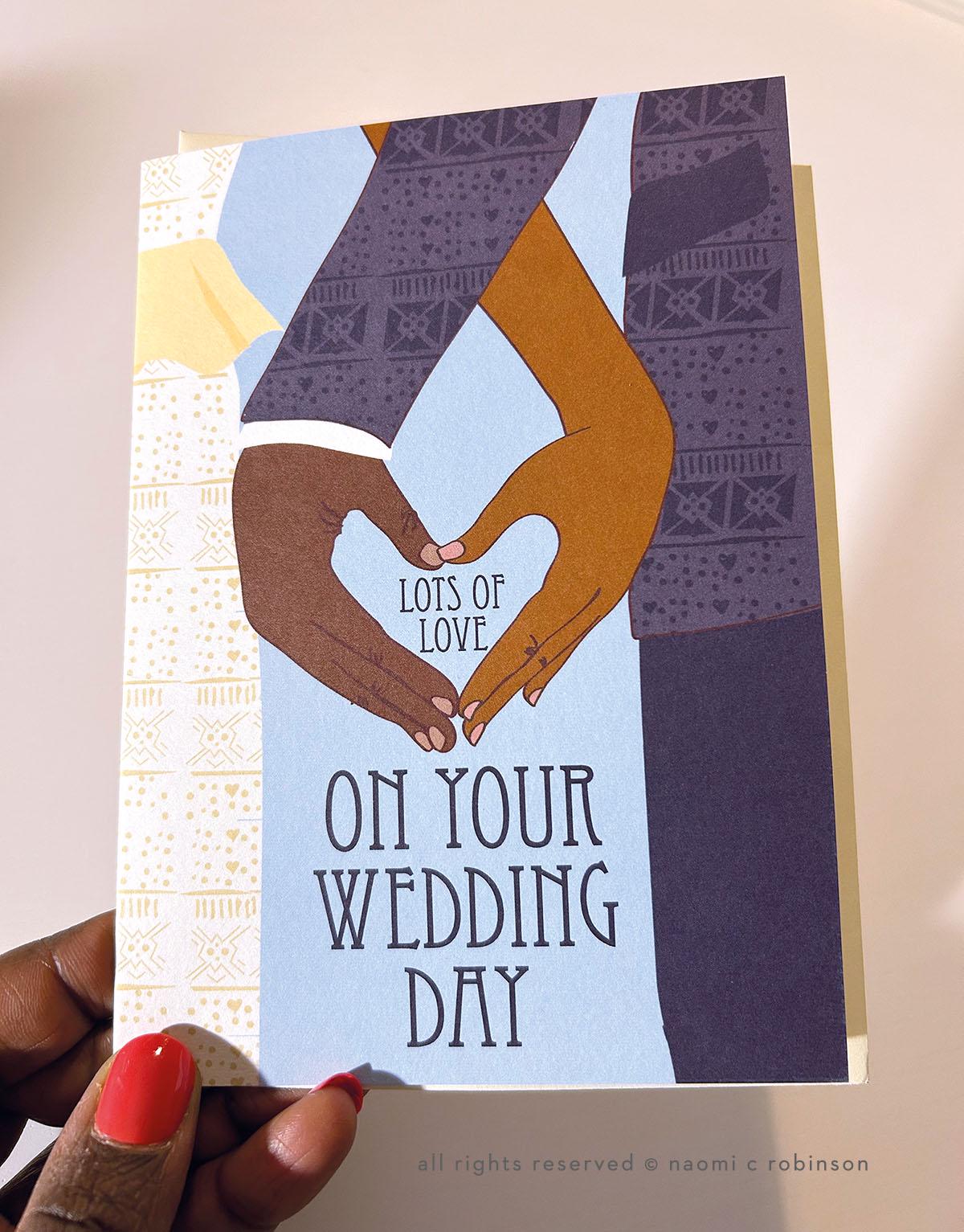 Wedding Congratulations Card For Black African American Couple - On Your Wedding Day Greeting Card With Envelope