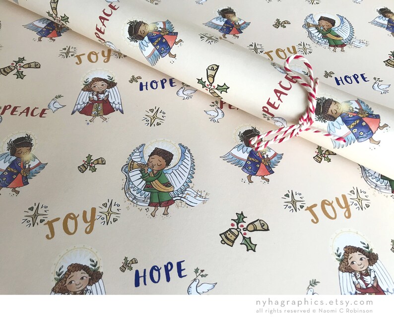 Angel Wrapping Paper Christmas Gift Wrap Wrapping Paper Etsy
