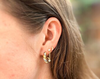 Gold Silver Twist Hoops- Trendy Earrings, Perfect Gift for Her
