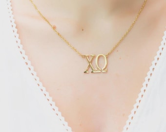 Chi Omega Nameplate Necklace - Sorority Necklace - Greek Life - Sorority Jewelry - Gifts for Big - Gifts for Little - Bid Day Gifts