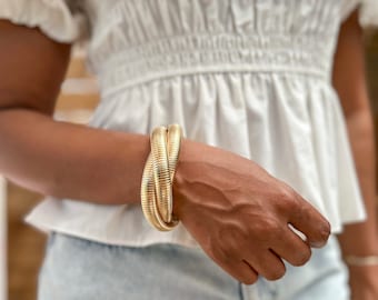 Gold Twist Rope Bracelet- Chunky Bracelet, Double Twisted Stacking Bangle Bracelet, Gift for her