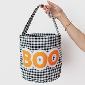 Boo Schwarz Karierte Leckerli Tasche - Halloween Candy Tasche - Gruselige Süßes-Oder-Treat Tasche - Boo Tasche - Geschenke für Frauen und Kinder