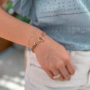 Gold Chunky Link Chain Toggle Bracelet- Toggle Clasp Bracelet, Gift for Her, Statement Bracelet, Stacking Bracelet