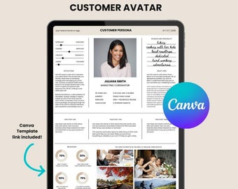 Ideal Customer Printable Template: Buyer Persona Worksheet (Canva, Digital Download)