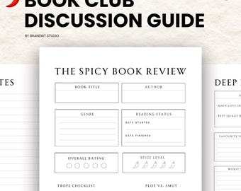 Spicy Book Review Printable: Book Club Discussion Guide (Canva Template)