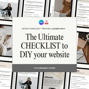 Lista de verificação para lançamento de site Canva, planejador de site faça você mesmo, pasta de trabalho para site, lista de verificação para construtor de site, guia para lançamento de site
