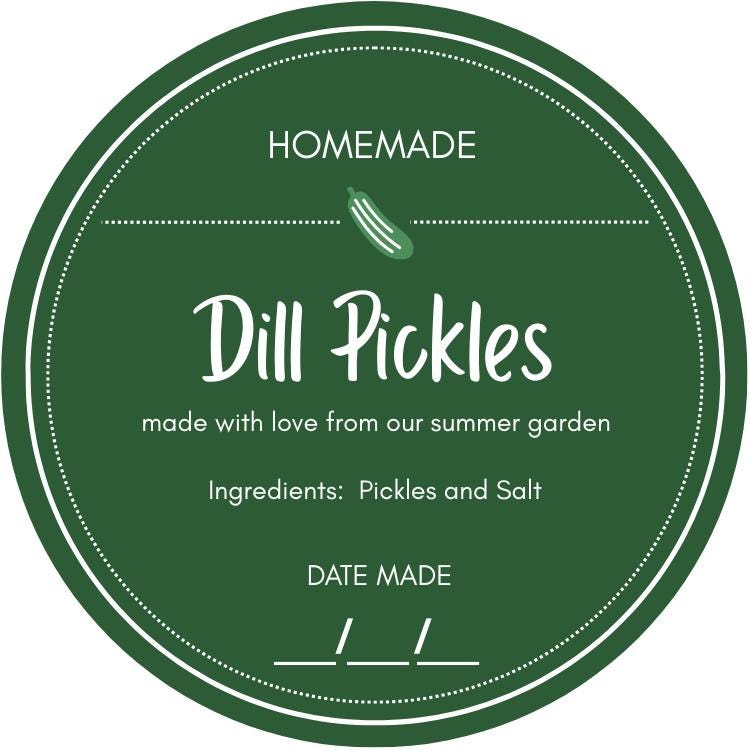 Pickle Label Examples Editable Dill Pickle Canning Label Template - Printable Jar Lid Sticker ...