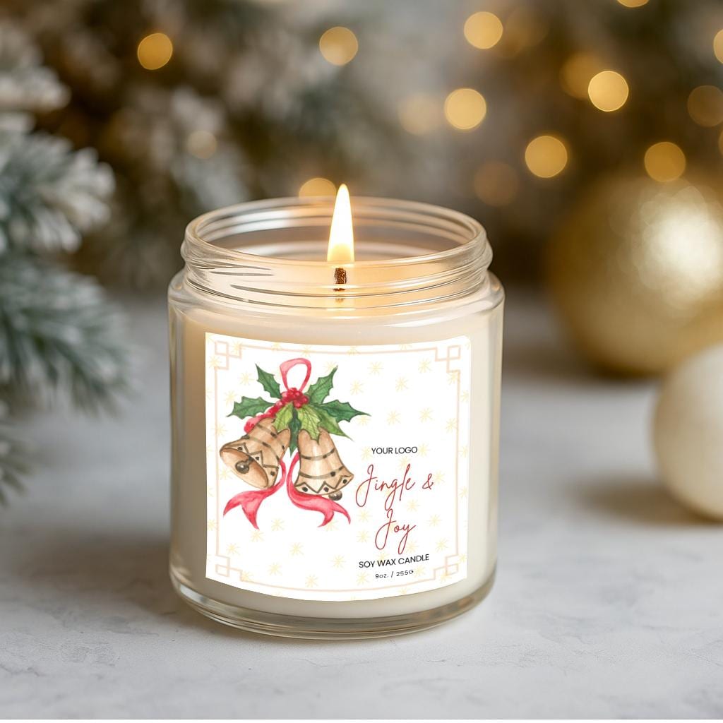 Plantillas de etiquetas para velas navideñas: Paquete navideño editable para Canva (2x2, 3x3, 2x3, 3x2)