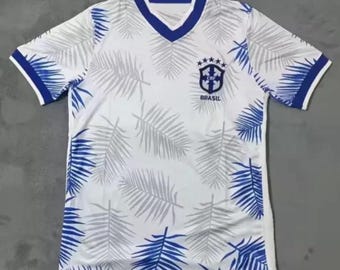 Brazil Football Shirt - Blue Leaf Design - Special Edition
