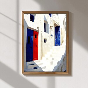 Mykonos Prints – Greek Island Wall Art, Santorini Blue & White Decor, Coastal Travel Photography, Mediterranean Home Decor