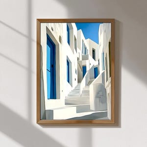 Mykonos Prints – Greek Island Wall Art, Santorini Blue & White Decor, Coastal Travel Photography, Mediterranean Home Decor