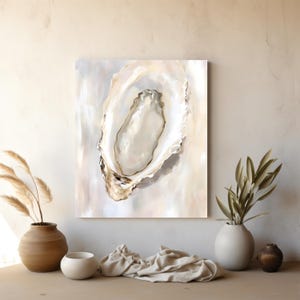 Elegant Oyster Canvas Wall Art, Coastal Oyster Prints for Beach House Decor, Matte Canvas Print, Sea Life Art Gift for Ocean Lovers