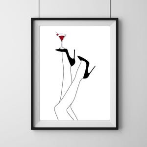 Minimalist Sexy Legs Wall Art-Digital Download,Cocktail Poster