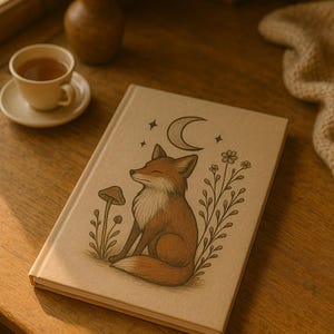 Foxglow & Moonlight- Hardcover Journal Matte, Cute Animal Notebook for Writing, Fox Lover Gift, Woodland Journal, Gift for Writers
