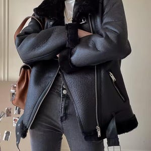 black leather coat
