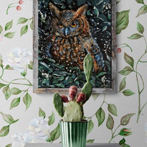 Owl, Acryl on canvas, original painting,  40x50 cm
