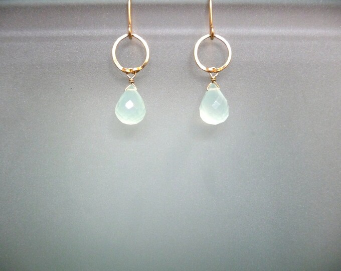 Stabilized Turquoise and Sea Green Chalcedony Drop Earrings main image 1